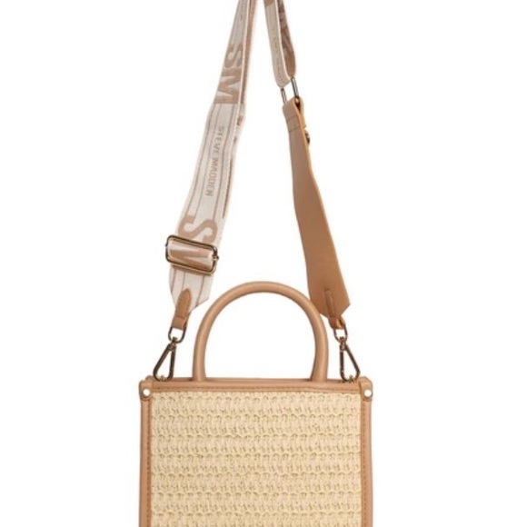 Steve Madden Small Straw Camel Satchel NWT - Picture 4 of 7